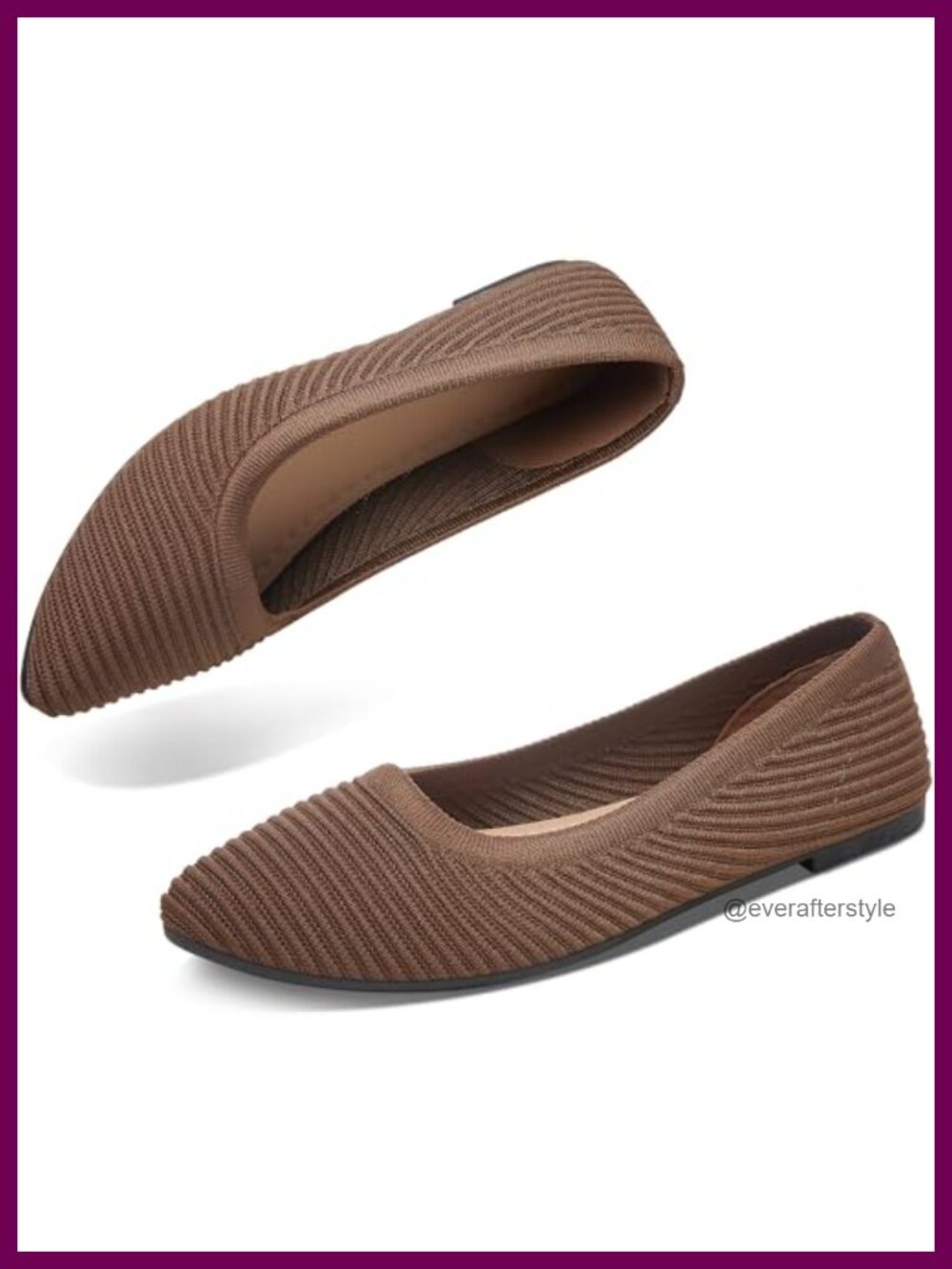 Womens Knit Ballet Flats Pointed-Toe Slip On Dressy Comfort Walking Shoes